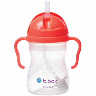 B.Box Sippy Cup with Weighted Straw 360 Degree(Gen 1 Glossy Lid) Red