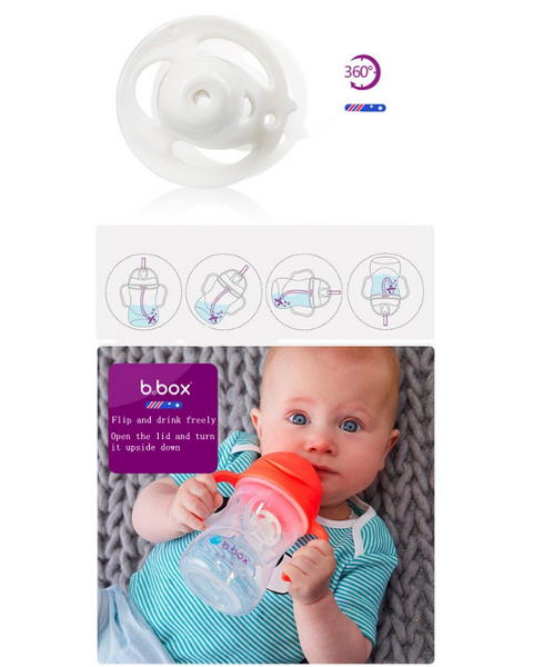 B.Box Sippy Cup with Weighted Straw 360 Degree(Gen 1 Glossy Lid) Red