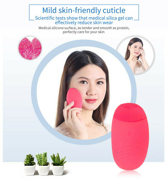 Silicone Face Cleansing Brush Electric Facial Washing Massager Scrubber Cleanser