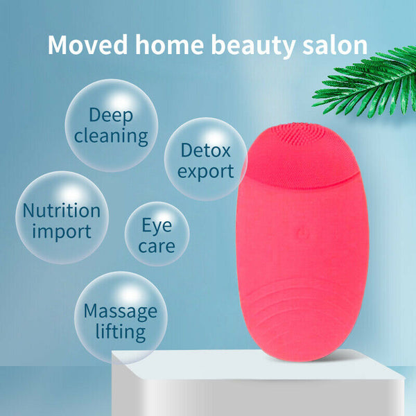 Silicone Face Cleansing Brush Electric Facial Washing Massager Scrubber Cleanser