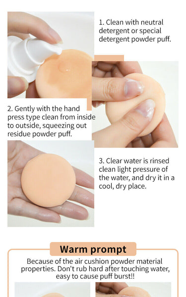 Air Cushion BB CC Cream Moisturizing Makeup Foundation Cosmetic Sponge tool 2pcs