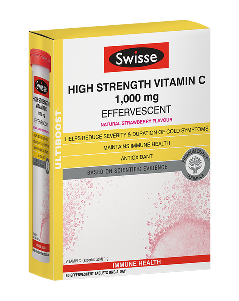 Swisse Ultiboost High Strength Vitamin C 60 Effervescent Tablets Immune Health